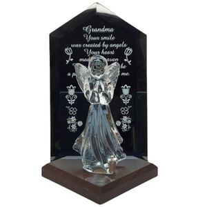 EUC Vintage Dacra Glass Company Praying Glass Angel and Mirror Grandma Plaque